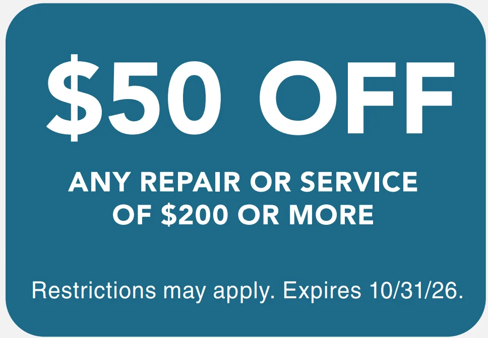50 dollars off any repair of 200 dollars or more coupon