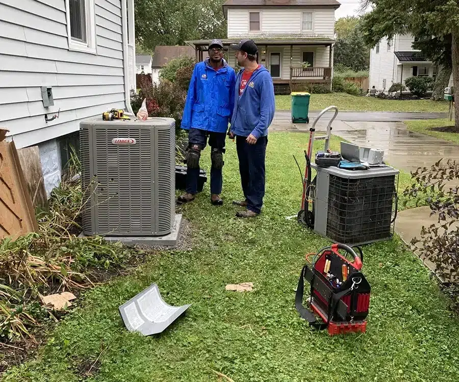 Emerald's feel the love team installs new Lennox AC outside Erie County, New York home