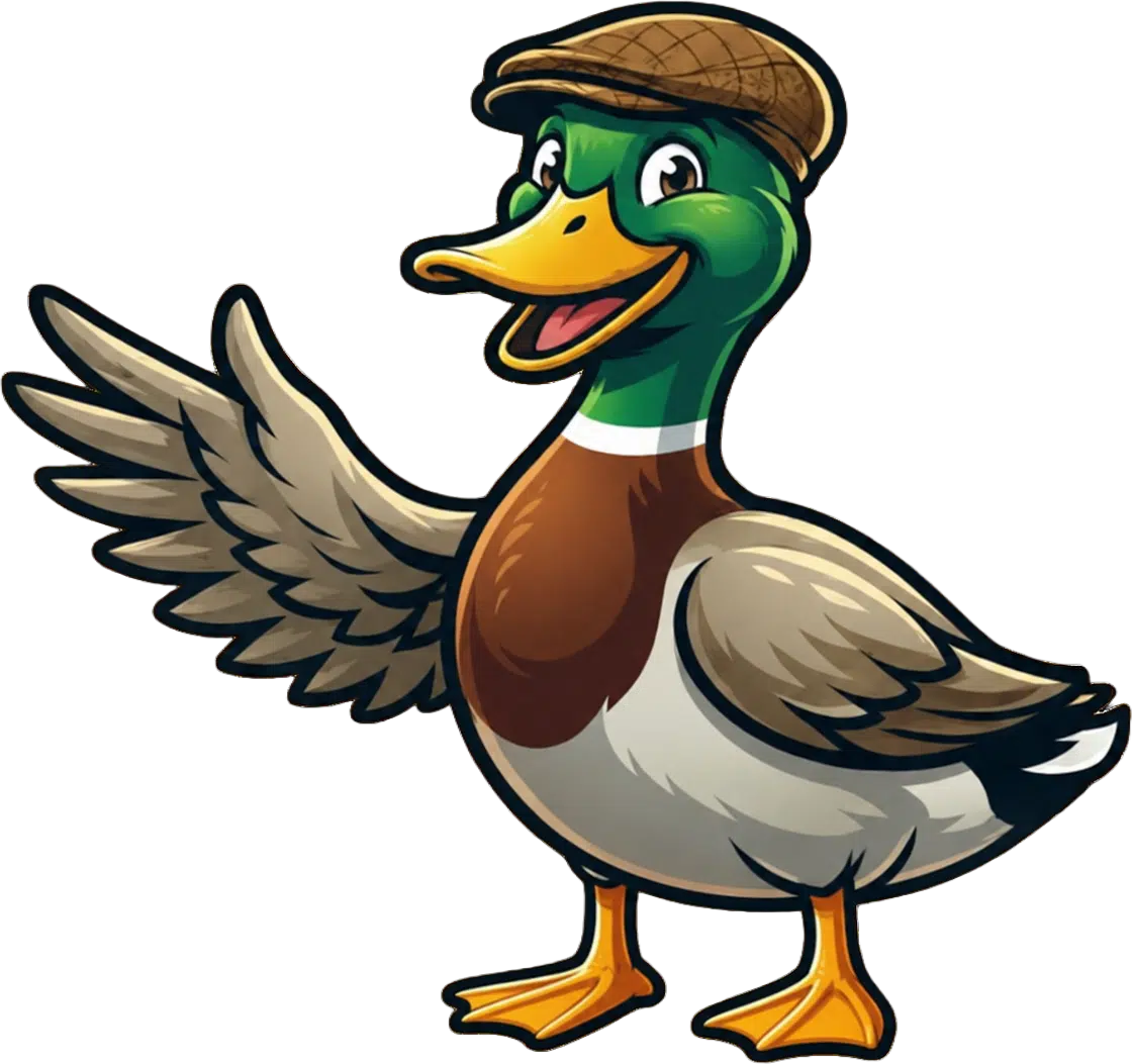 Lucky the duck mascot of Emerald