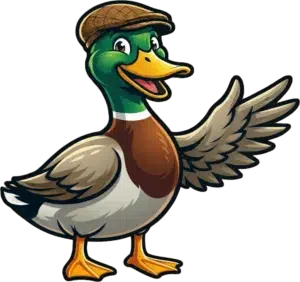 Lucky the duck mascot of Emerald
