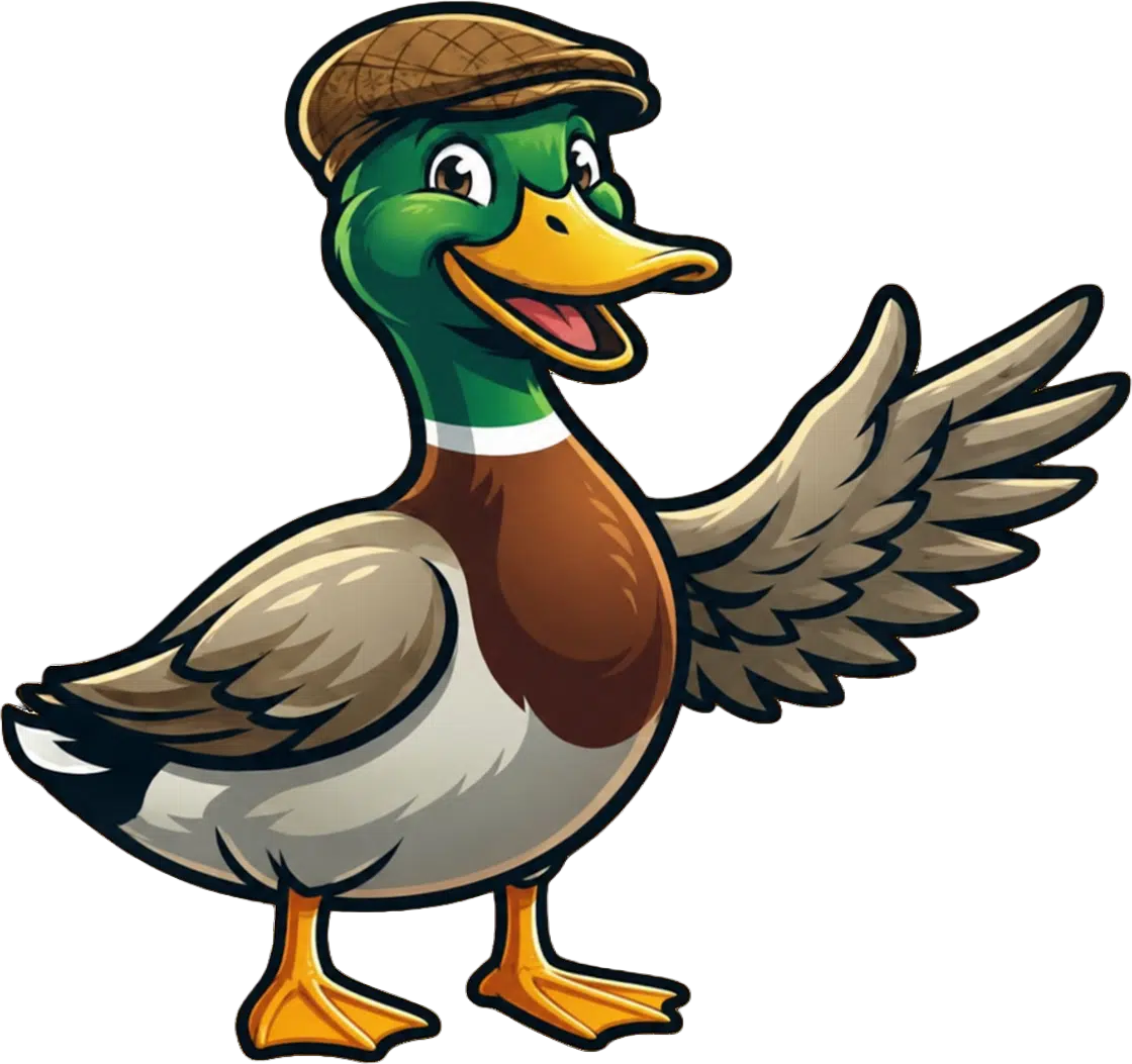 Lucky the duck mascot of Emerald